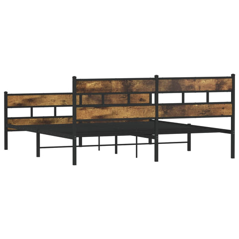 vidaXL Metal Bed Frame without Mattress Smoked Oak 193x203 cm