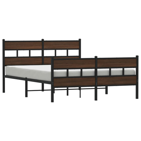 vidaXL Metal Bed Frame without Mattress Brown Oak 150x200 cm King Size