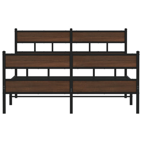 vidaXL Metal Bed Frame without Mattress Brown Oak 150x200 cm King Size