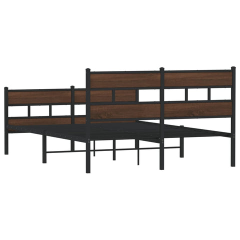 vidaXL Metal Bed Frame without Mattress Brown Oak 150x200 cm King Size