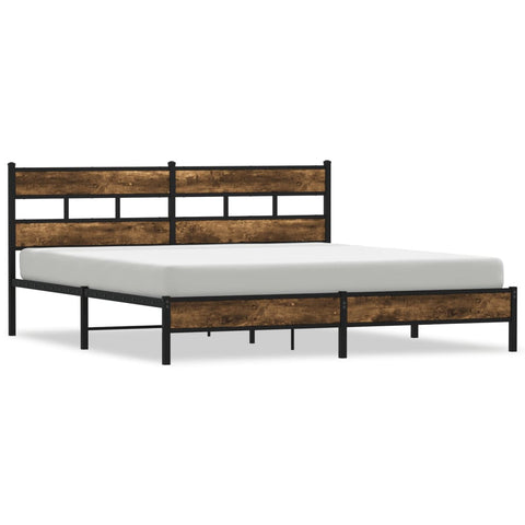 vidaXL Metal Bed Frame without Mattress Smoked Oak 193x203 cm