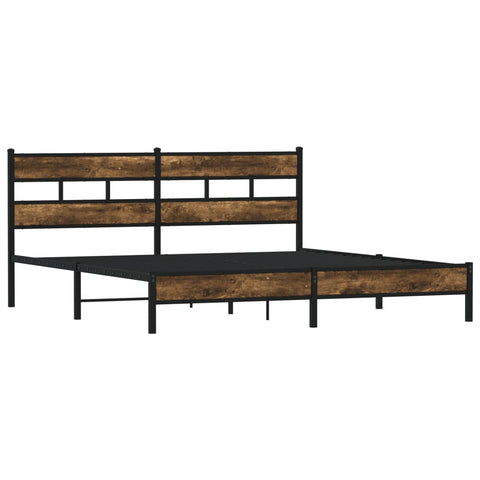 vidaXL Metal Bed Frame without Mattress Smoked Oak 193x203 cm