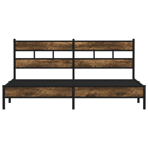 vidaXL Metal Bed Frame without Mattress Smoked Oak 193x203 cm