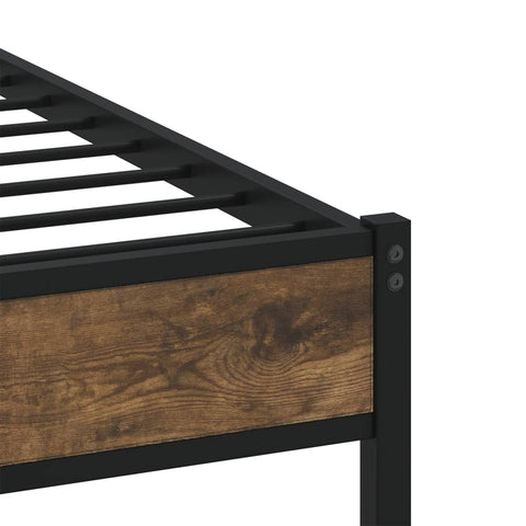 vidaXL Metal Bed Frame without Mattress Smoked Oak 193x203 cm