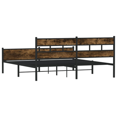 vidaXL Metal Bed Frame without Mattress Smoked Oak 180x200 cm Super King