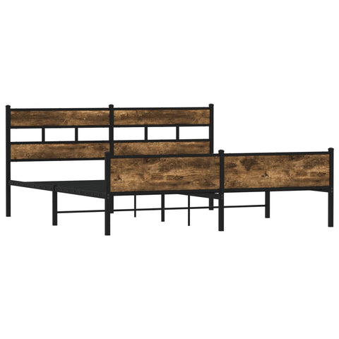 vidaXL Metal Bed Frame without Mattress Smoked Oak 200x200 cm
