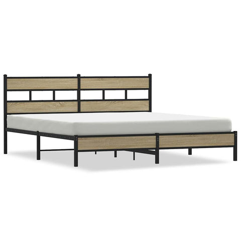 vidaXL Metal Bed Frame without Mattress Sonoma Oak 193x203 cm