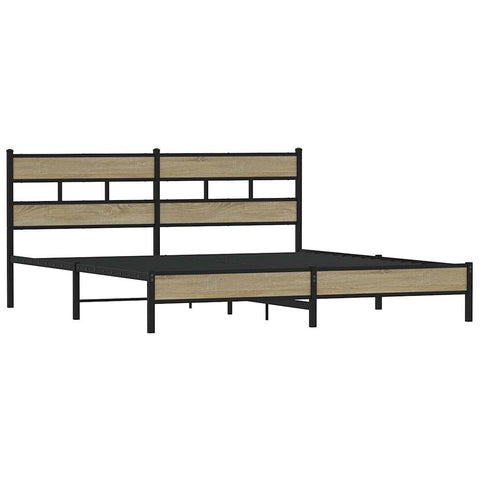 vidaXL Metal Bed Frame without Mattress Sonoma Oak 193x203 cm