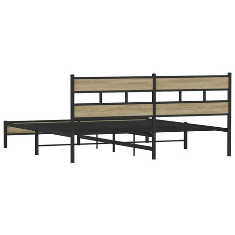 vidaXL Metal Bed Frame without Mattress Sonoma Oak 193x203 cm