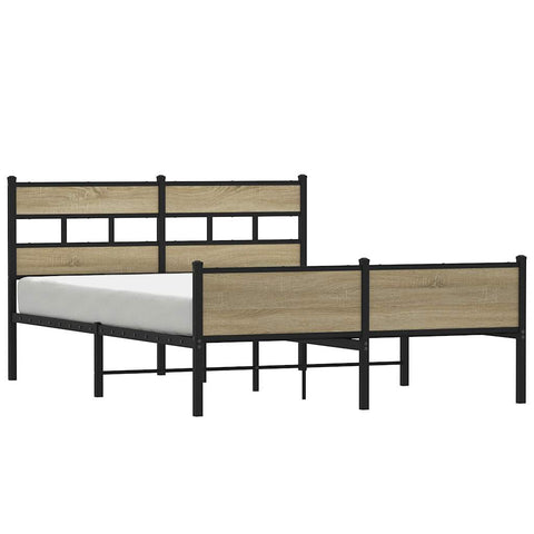 vidaXL Metal Bed Frame without Mattress Sonoma Oak 160x200 cm