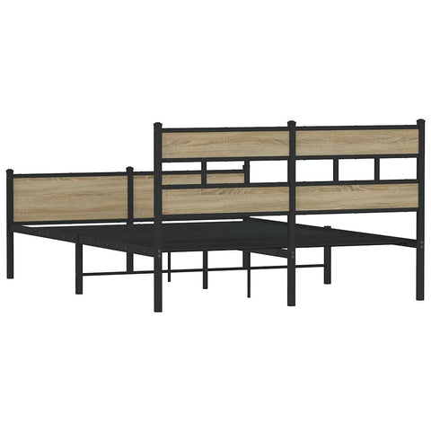 vidaXL Metal Bed Frame without Mattress Sonoma Oak 160x200 cm