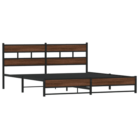vidaXL Metal Bed Frame without Mattress Brown Oak 200x200 cm