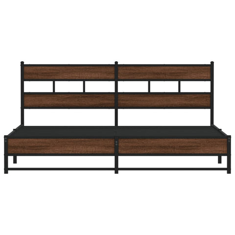 vidaXL Metal Bed Frame without Mattress Brown Oak 200x200 cm