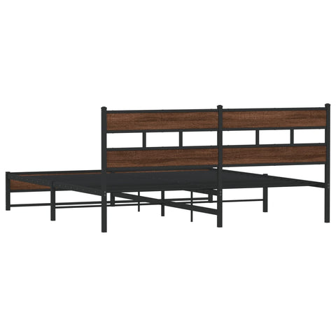 vidaXL Metal Bed Frame without Mattress Brown Oak 200x200 cm