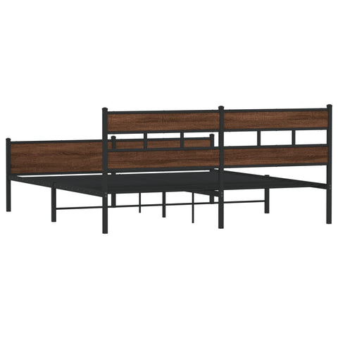 vidaXL Metal Bed Frame without Mattress Brown Oak 200x200 cm