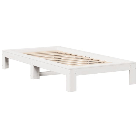 vidaXL Bed Frame without Mattress White 75x190 cm Small Single Solid Wood Pine
