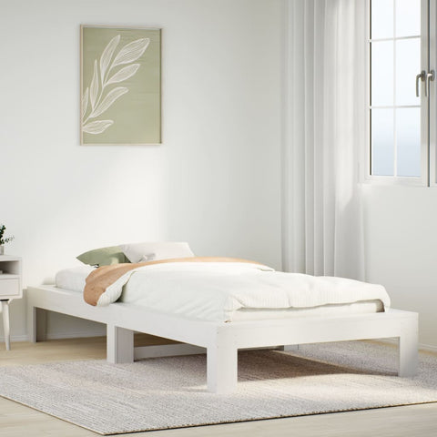 vidaXL Bed Frame without Mattress White 75x190 cm Small Single Solid Wood Pine