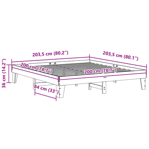vidaXL Bed Frame without Mattress White 200x200 cm Solid Wood Pine