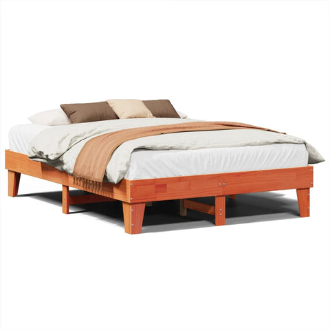 vidaXL Bed Frame without Mattress Wax Brown 140x200 cm Solid Wood Pine