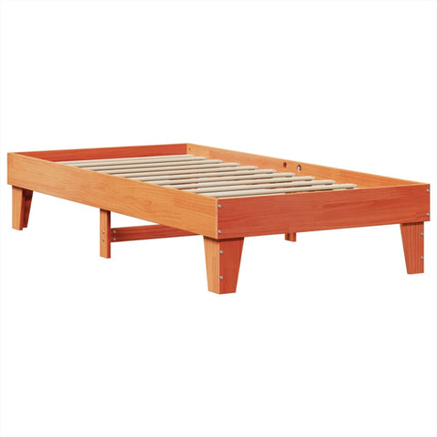 vidaXL Bed Frame without Mattress Wax Brown 75x190 cm Small Single Solid Wood Pine