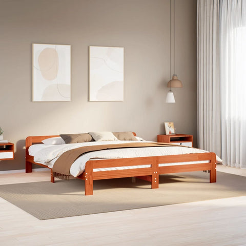 vidaXL Bed Frame without Mattress Wax Brown 200x200 cm Solid Wood Pine