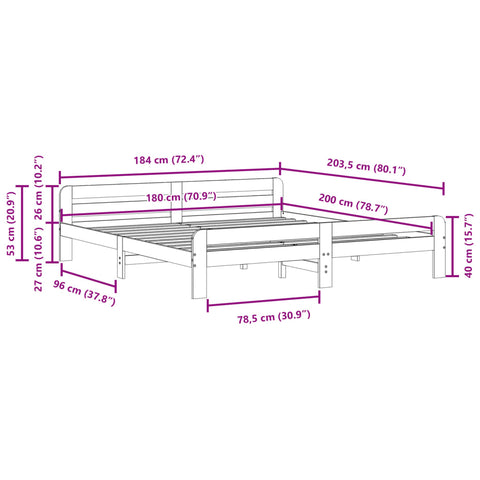 vidaXL Bed Frame without Mattress White 180x200 cm Super King Size Solid Wood Pine