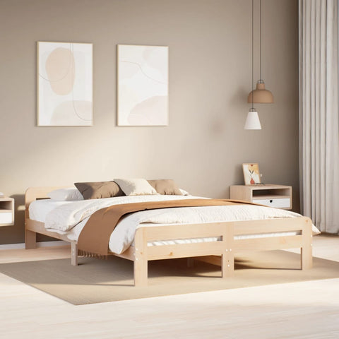 vidaXL Bed Frame without Mattress 150x200 cm King Size Solid Wood Pine