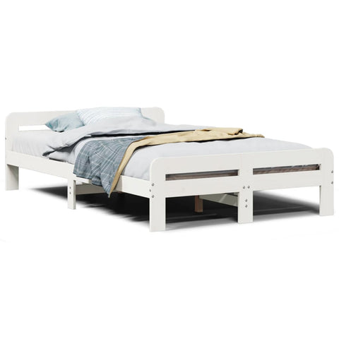 vidaXL Bed Frame without Mattress White 120x190 cm Small Double Solid Wood Pine
