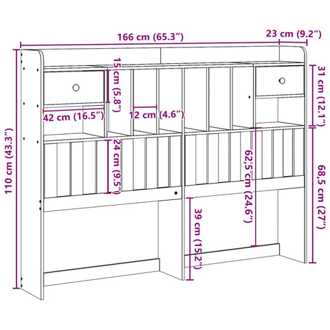 vidaXL Headboard with Storage White 160 cm Solid Wood Pine