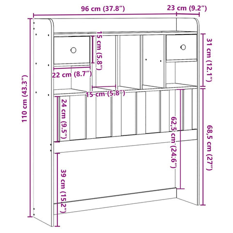 vidaXL Headboard with Storage 90 cm Solid Wood Pine