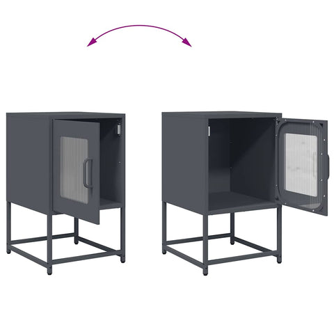 vidaXL Bedside Cabinet Anthracite 36x39x60.5 cm Cold-rolled Steel