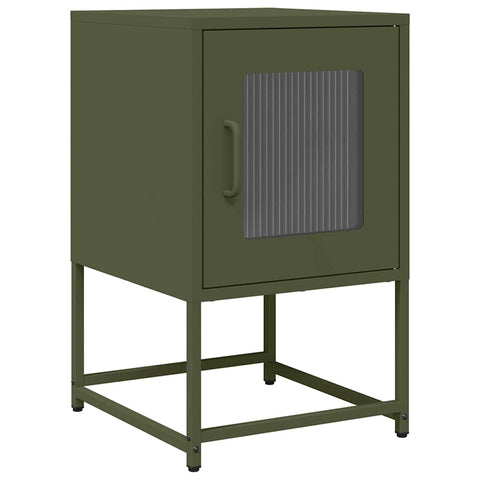 vidaXL Bedside Cabinet Olive Green 36x39x60.5 cm Cold-rolled Steel