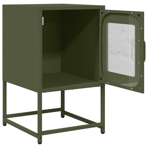 vidaXL Bedside Cabinet Olive Green 36x39x60.5 cm Cold-rolled Steel