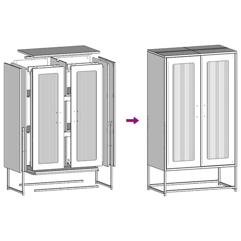 vidaXL Highboard Pink 68x39x123 cm Steel