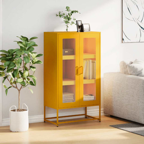vidaXL Highboard Mustard Yellow 68x39x123 cm Steel