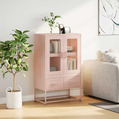 vidaXL Highboard Pink 68x39x111.5 cm Steel