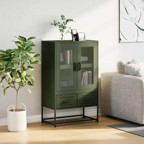 vidaXL Highboard Olive Green 68x39x111.5 cm Steel