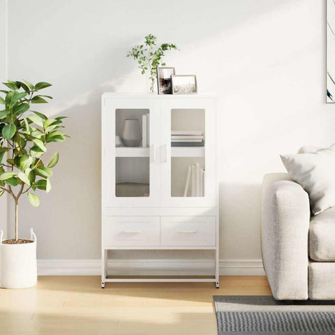 vidaXL Highboard White 68x39x111.5 cm Steel