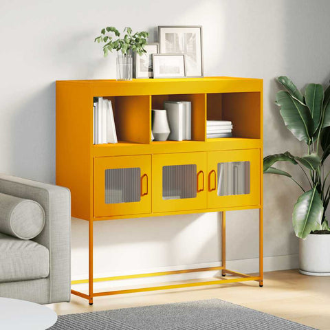 vidaXL Sideboard Mustard Yellow 100.5x39x107 cm Cold-rolled Steel