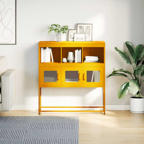 vidaXL Sideboard Mustard Yellow 100.5x39x107 cm Cold-rolled Steel