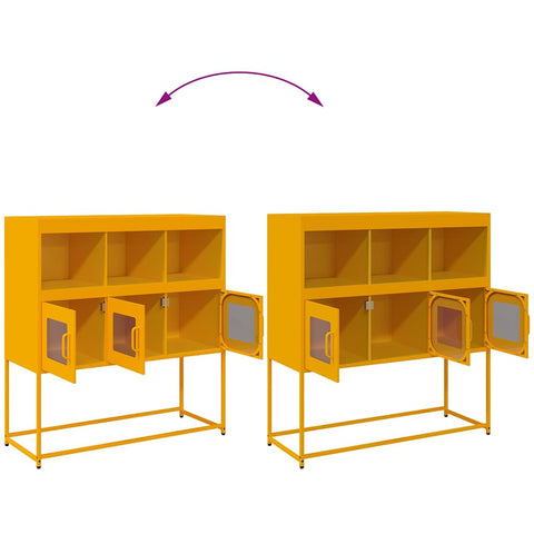 vidaXL Sideboard Mustard Yellow 100.5x39x107 cm Cold-rolled Steel