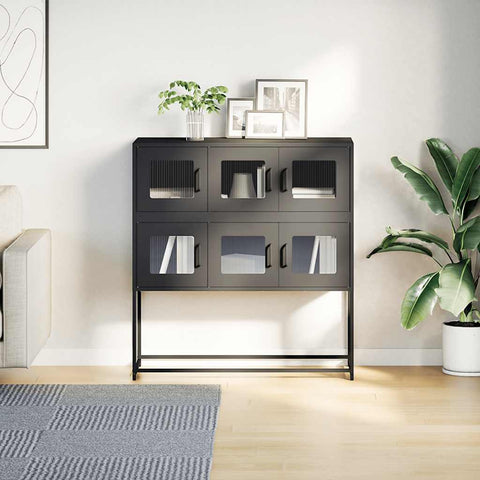 vidaXL Sideboard Black 100.5x39x107 cm Cold-rolled Steel