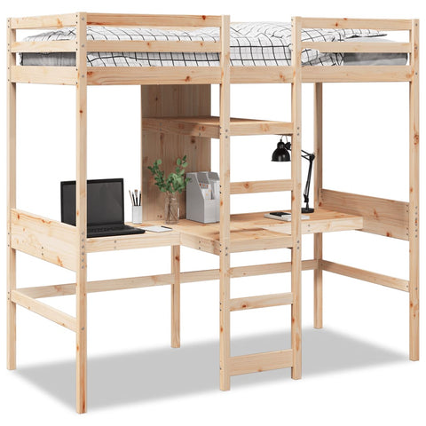 vidaXL Loft Bed Frame without Mattress 80x200cm Solid Wood Pine