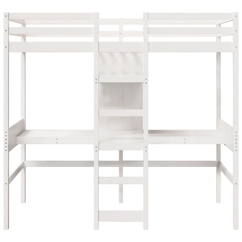 vidaXL Loft Bed Frame without Mattress White 90x190cm Solid Wood Pine