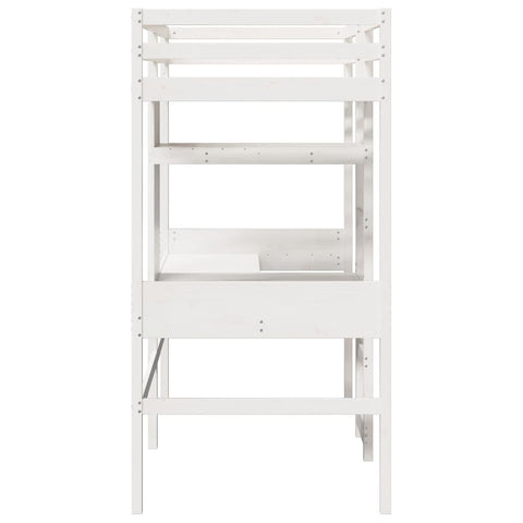 vidaXL Loft Bed Frame without Mattress White 75x190cm Solid Wood Pine