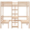 vidaXL Loft Bed Frame with Desk and Chairs 90x200cm Solid Wood Pine