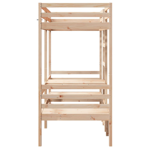vidaXL Loft Bed Frame with Desk and Chairs 90x200cm Solid Wood Pine