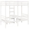 vidaXL Loft Bed Frame with Desk and Chairs White 90x200cm Solid Wood Pine