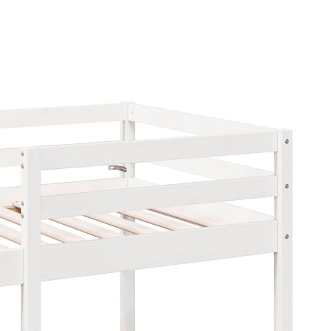 vidaXL Loft Bed Frame with Desk and Chairs White 90x200cm Solid Wood Pine