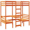 vidaXL Loft Bed Frame with Desk and Chairs Wax Brown 90x200cm Solid Wood Pine